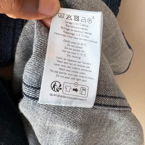 Sezane Dress Navi Denim Jean Long Sleeve Midi Dress Dark Blue Size 36 - Picture 8 of 8